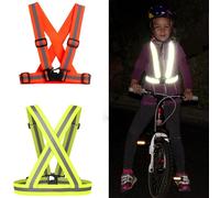 2X BRETELLE ALTA VISIBILITA' RIFLETTENTI GILET CATARIFRANGENTE PER CORSA BICI