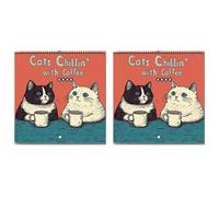 2X Calendario Dei Gatti 2025 - Gatti Che Si Rilassano con il Caffè Calendar5393