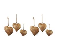 2X Campana Decorativa nel Metallo 3D un Forma di Cuore con Corda Sospesa Ca9621