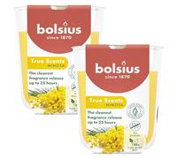 2x Candela In Vetro, True Scents, Rilascia Una Piacevole Fragranza, Per Una Durata Di 25 Ore (2X MIMOSA)