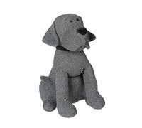 2x Cane Fermaporta, Blocca Porte Decorativo, da Pavimento, Imbottito, 33 cm di Altezza, in Tessuto, Grigio