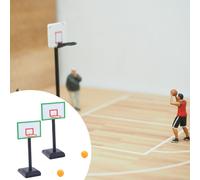 2x Canestro da basket in miniatura per casa delle bambole con palline 1/12