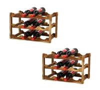 2x Cantinette Vino in Legno Massiccio per 24 bottiglie. Portabottiglie Rustico per l'appilazione di Bottiglie da Vino per la Casa, Cantina, Bar, Cucina. Scaffale porta bottiglie di vino