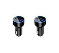 2X Caricabatteria da Auto Dual USB 3.1A Display LCD un 2 Porte Adattatore di Alimentazione Automatico un Ricarica Rapida 12-24V con Luce LED, Nero