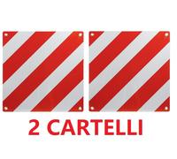 2x CARTELLO CARICO SPORGENTE OMOLOGATO ALLUMINIO 50x50cm TABELLA CAMION CAMPER