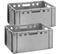 2x Cassa Eurofleisch Grigio E3 Cassa Macelleria Cassa Impilabile Vassoio Carne
