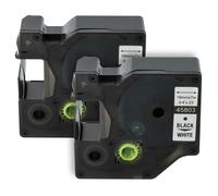 2x Cassetta per Dymo LabelWriter Duo 400 Duo Duo 450 nero-bianco