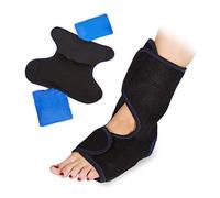2x Cavigliera Termica, Fasciatura per Caviglia, Regolabile, Caldo/Freddo, Ghiaccio Gel Riutilizzabile, Nero