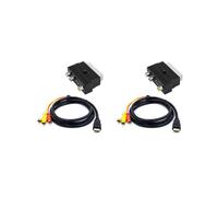 2X Cavo Audio S-Video A 3 RCA da Maschio Compatibile con 1080P con Adattatore da SCART A 3 RCA Phono