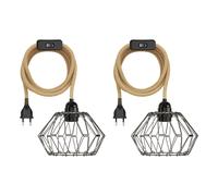 2x cavo di canapa / cavo tessile LEKA interruttore a spina beige 3 m presa