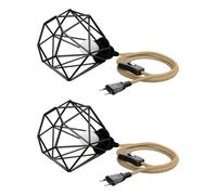2x cavo di canapa / cavo tessile LEKA interruttore a spina beige 3 m presa