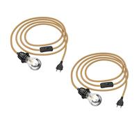 2x cavo di canapa / cavo tessile LEKA interruttore a spina beige 3 m presa [EEK: E]
