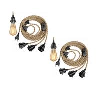 2x cavo di canapa / cavo tessile LEKA interruttore a spina beige naturale 8 m