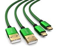 2x cavo di ricarica per controller PS4, cavo da 4 m per controller Playstation 4, Sony PS4, PS4 Slim, Microsoft Xbox One, cavo di ricarica micro USB, verde-nero
