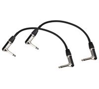 2x Cavo Patch Jack 6,3mm 90 Pipa Angolo per Pedali Effetto e Strumenti 0,3m Nero