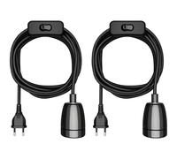 2x cavo tessile LEHA II interruttore a spina nero 3 m presa in porcellana 1x E27