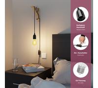 2x cavo tessile LEHA interruttore a spina nero 3 m attacco lampada 1x E27 max.