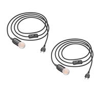 2x cavo tessile LEHA interruttore a spina nero 3 m attacco lampada 1x E27 max.