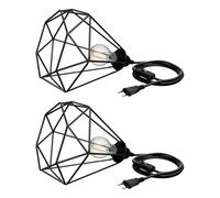 2x cavo tessile LEKA interruttore a spina nero 3 m attacco lampada 1x E27 max.