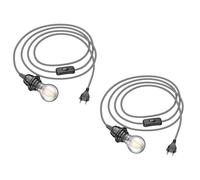 2x cavo tessile LEKA interruttore spina nero bianco frastagliato 3 m presa