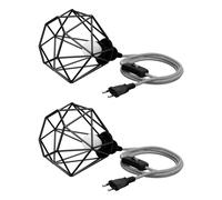 2x cavo tessile LEKA interruttore spina nero bianco frastagliato 3 m presa
