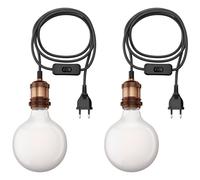 2x cavo tessile RETRA interruttore a spina bronzo 3 m attacco lampada 1x E27 [EEK: D]