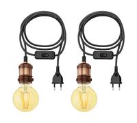 2x cavo tessile RETRA interruttore a spina bronzo 3 m attacco lampada 1x E27 [EEK: E]