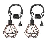 2x cavo tessile RETRA interruttore a spina nero 3 m attacco lampada 1x E27 max.