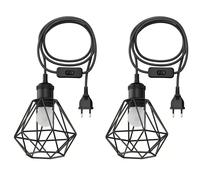 2x cavo tessile RETRA interruttore a spina nero 3 m attacco lampada 1x E27 max. [EEK: E]