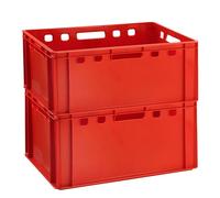 2x Cesta Carne Euro E3 Rosso Scatola Carne 60x40x30 CM Cassetta Macellaio Fleischerkiste Cibo Sicuro Robusta Impilabile - Universale Cesta IN Rosso Cassetta Eurobox Di Germania