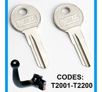 2x CHIAVE DI RICAMBIO PER BOSAL ORIS GANCIO TRAINO NUMERO CODICE T2001 - T2200