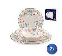 2x Churchill Emily Servizi Piatti 18 Pezzi, Earthware Bianco