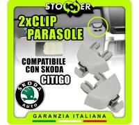 2x Clip Agganci Alette Parasole Incastro SKODA CITIGO Grigio Clips ganci VW SEAT