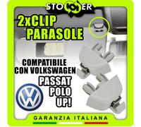 2x Clip Agganci Alette Parasole Incastro VW POLO PASSAT UP Grigio Clips ganci