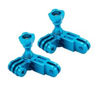 2X CNC Lega di Alluminio Tre Vie Perno Braccio Montare Adattatore per Eroe 1 2 3 3+ 4 5 Sessione/ Yi / SJ / GitUp Sport Telecamera Blu