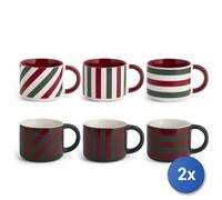 2x Confezione 3 tazze the Holly in new bone china decorate cc 200