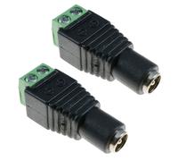 2x Connettore DC Jack Femmina Presa 2.1mm Nero con Morsetti a Vite