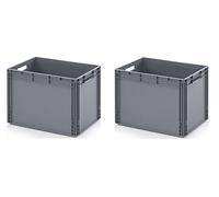 2x contenitore a norma europea, 60 x 40 x 42 cm, incluso metro pieghevole, set da 2 pezzi