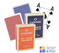 2x COPAG 100% Plastica Poker Carte 4-Corner Jumbo Index Rosso Blu 2 Ponti