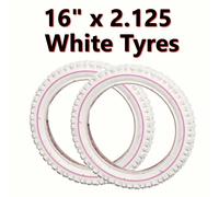 2x Copertoni Per Bici Ragazze Bianchi Con Riga Rosa 16 x 2.125 (57-305)