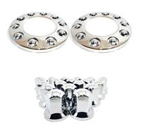 2X Coperture per bulloni delle ruote 22,5 pollici per camion in acciaio inox con 20x copridadi da 32 mm lunghe, cromate