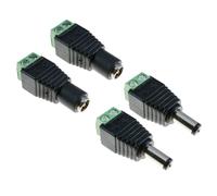 2x Coppie Connettore DC 2.1mm Maschio/Femmina Nero Terminali A Vite