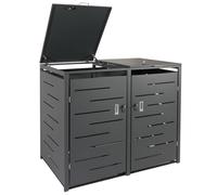2x copribidoni box spazzatura rifiuti HWC-E83 80x131x116,5cm acciaio zincato antracite