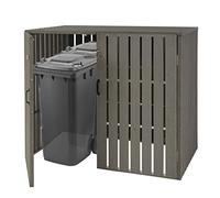 2x copribidoni box spazzatura rifiuti HWC-J28 XL 100x140x115cm acciaio WPC grigio