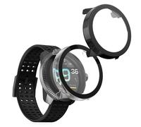 kwmobile 2x Custodia Rigida Smartwatch Compatibile con Suunto Race S Cover - Case Vetro Temperato Orologio Fitness - trasparente/nero