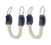 Relaxdays Corda Fermaporta di Sicurezza, Set da 2, Paracolpi, per Bambini, Protezione, Cotone, 57 cm, Beige/Blu-Grigio 2X