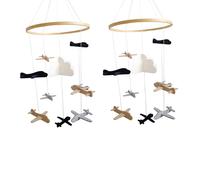 2X Crib Mobile Aeroplani E Cloud Nursery Decoration Grigio E Bianca, Navy,9246