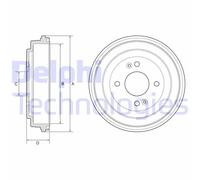 2x DELPHI BF580 Tamburo freno Ø204mm per HYUNDAI i10 (PA) per KIA RIO II (JB)