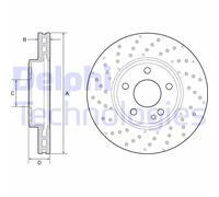 2x DELPHI BG4657C Disco freno Anteriore adatto per MERCEDES-BENZ Classe A (W176)