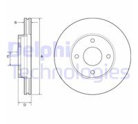 2x DELPHI BG4953C Disco freno Anteriore per FORD Fiesta Mk7 Hatchback 262mm